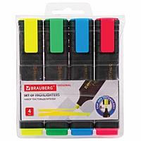 Набор маркеров текстовыделителей 4цв 1-5мм BRAUBERG "ORIGINAL" 151689