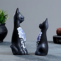 Сувенир набор 2 шт. "Love коты" ушастые, чёрные, серебро, микс