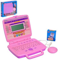 Компьютер детский, переносной с картой памяти, русский, английский язык, работает от батареек, цвета МИКС
