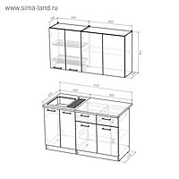 Кухонный гарнитур «Светлана медиум», 1400×1570 мм, цвет ясень шимо светлый/венге