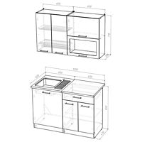 Кухонный гарнитур «Светлана лайт», 1200×1570 мм, цвет ясень шимо светлый/венге