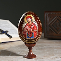 Сувенир Яйцо на подставке икона "Божья Матерь Семистрельная"
