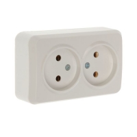 Розетка "Юпитер", 10 А, двухместная, наружная, без з/к, белая, SBE-03w-10-S2-N
