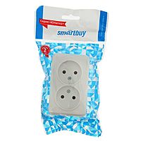 Розетка Smartbuy «Юпитер», 10 А, двухместная, открытая, без заземления, белая