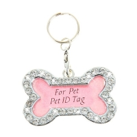 Адресник со стразами и вкладышем "Косточка" малый, 3,2 х 2 см