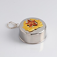 Стакан складной, d=6,5 см, 3 кольца, с карабином и медальоном "Красная звезда"