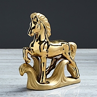 Сувенир "Конь на траве" золото