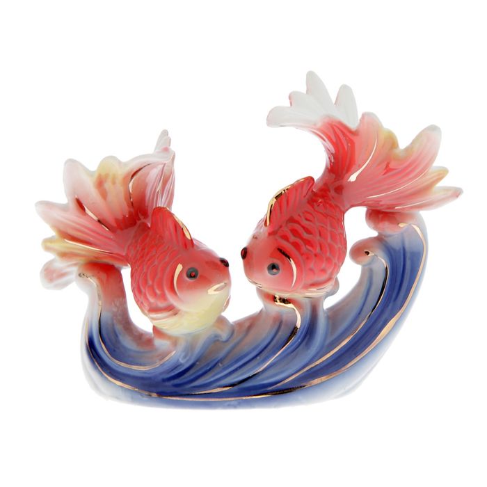 2024 г для рыб. Сувенир керамический рыбка. Две рыбки. Фигурки "рыбки". Сувенир керамика золотые рыбки.