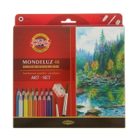 Карандаши акварельные 48 цветов Mondeluz + точилка + кисть 2 штуки 3713/48
