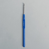 Крючок для вязания металлический, с пластиковой ручкой, d=2,5мм, 13,5см, цвет синий