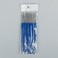 Крючок для вязания металлический, с пластиковой ручкой, d=2,5мм, 13,5см, цвет синий