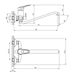 Смеситель для ванны Rossinka B35-34 длинный излив хром