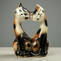 Сувенир "Коты в форме сердца" глянец, чёрно-рыжий