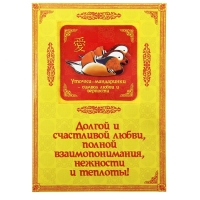 Объемный магнит с открыткой "Уточки-мандаринки", любовь