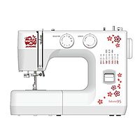 Швейная машина Janome Sakura 95, обметочная, эластичная, потайная строчка, белый/цветы