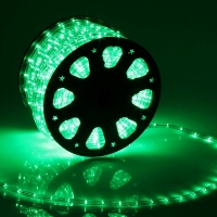 LED шнур 11 мм, круглый, 100 м, фиксинг, 2W-LED/м-24-220V, в компл. набор д/подкл. Зеленый