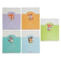 Тетрадь 12 листов косая линия "Лохматики", картонная обложка, МИКС