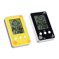 Термометр электронный, 10х6 см, указатель влажности, часы МИКС