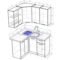 Кухонный гарнитур «Светлана прайм», 1200×1400 мм, цвет ясень шимо светлый/венге