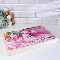 Столик для завтрака  "С 8 Марта!" розовые тюльпаны, 43 х 27 см