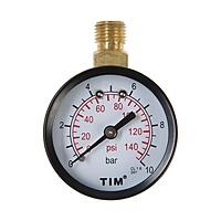 Манометр TIM Y-50C-10, радиальный, 50 мм, 1 МПа, наружная резьба 1/4", верхнее подключение