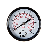 Манометр TIM Y-50T-10, аксиальный, Дк 50 мм, 1 МПа, наружная резьба 1/4"