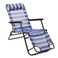 Кресло-шезлонг турист., с подголовником 153х60х30 см, цвет: бело-голубой