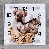 Часы настенные "Щенок с котенком"