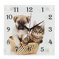 Часы настенные "Щенок с котенком"