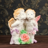 Статуэтка "Ангел и Фея с розой" белый