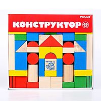 Деревянный конструктор Цветной 65 деталей