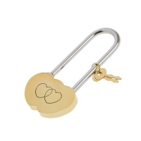 Замок навесной "АЛЛЮР", сувенирный, "СЕРДЕЧКО",  240х24 мм, 2 ключа, цвет латунь