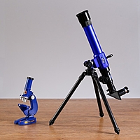 Набор обучающий "Опыт": телескоп настольный сувенирный, сменные линзы 20х, 30х, 40, микроскоп сувенирный 100х, 200х, 450х, инструменты для исследования