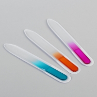 Пилка стеклянная для ногтей "Радуга, блёстки", 14см, цвет МИКС