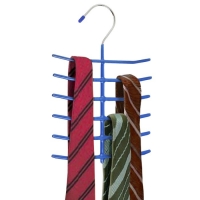 Вешалка для галстуков с покрытием ПВХ, антискользящая 6 перекладин, цвет синий