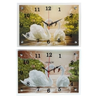 Часы настенные прямоугольные "Лебеди", 25х35 см