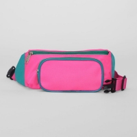 Сумка поясная на молнии, 1 отдел, наружный карман, цвет розовый/бирюзовый