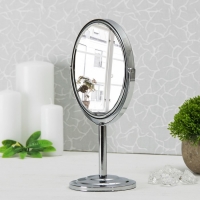 Зеркало настольное, овальное, с увеличением, двустороннее, цвет серебристый