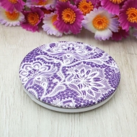 Зеркало складное "Кружево", круглое, без увеличения, двустороннее, d=7,5см, цвет МИКС