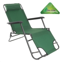 Кресло-шезлонг турист., с подголовником 153х60х30 см, цвет: зеленый, до 100 кг