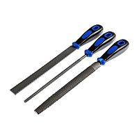 Набор рашпилей TUNDRA, сталь У10, пластиковые рукоятки, 200 мм, 3 шт.