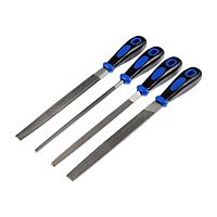 Набор напильников TUNDRA, сталь У10, насечка №2, пластиковые рукоятки, 200 мм, 4 шт.