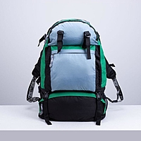 Рюкзак туристический, 65 л, отдел на молнии, 3 наружных кармана, цвет чёрный/зелёный/серый