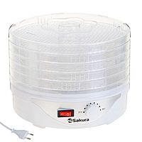 Сушилка для овощей и фруктов Sakura SA-7805, 250 Вт, 5 ярусов, белая