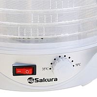 Сушилка для овощей и фруктов Sakura SA-7805, 250 Вт, 5 ярусов, белая