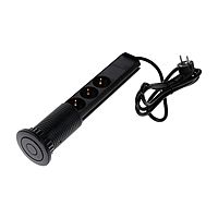Розетка выдвижная Luazon, 16 А, четырёхместная, в стол, 2xUSB, 2.1 A, чёрная