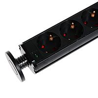 Розетка выдвижная Luazon Lighting, 16 А, трёхместная, в стол, провод 1.8 м, чёрная