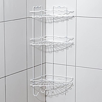 Полка для ванной угловая "Волна" 3-х ярусная, 24*24*64см, цвет белый