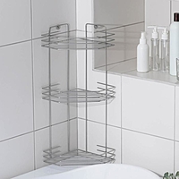 Полка для ванной угловая 3-х ярусная, 20,5*20,5*52см, цвет хром