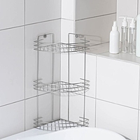 Полка для ванной угловая 3-х ярусная, 19*19*41см, цвет хром